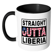 Load image into Gallery viewer, RobustCreative-Straight Outta Liberia - Liberian Flag 11oz Funny Black &amp; White Coffee Mug - Independence Day Family Heritage - Women Men Friends Gift - Both Sides Printed (Distressed)
