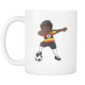 RobustCreative-Dabbing Soccer Boy Uganda Ugandan Kampala Gifts National Soccer Tournament Game 11oz White Coffee Mug ~ Both Sides Printed