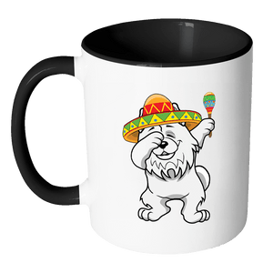 RobustCreative-Dabbing Samoyed Dog in Sombrero - Cinco De Mayo Mexican Fiesta - Dab Dance Mexico Party - 11oz Black & White Funny Coffee Mug Women Men Friends Gift ~ Both Sides Printed