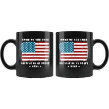 Load image into Gallery viewer, RobustCreative-Home of the Free Mama Military Family American Flag - Military Family 11oz Black Mug Retired or Deployed support troops Gift Idea - Both Sides Printed
