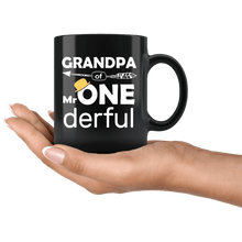 Load image into Gallery viewer, RobustCreative-Grandpa of Mr Onederful  1st Birthday Baby Boy Outfit Black 11oz Mug Gift Idea
