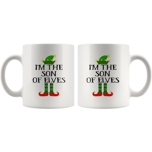 RobustCreative-Im The Son of Elves Family Matching Elf Outfits PJ - 11oz White Mug Christmas group green pjs costume Gift Idea