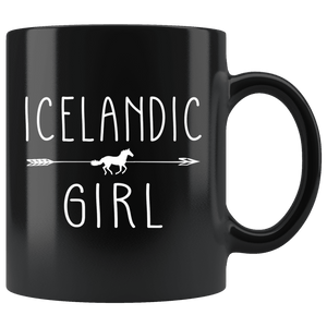 RobustCreative-Icelandic Horse Girl Gifts Horses Lover Riding Racing - 11oz Black Mug Riding Lover Gift Idea