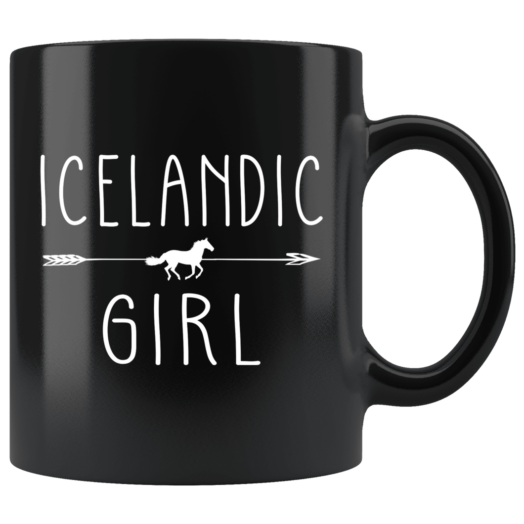 RobustCreative-Icelandic Horse Girl Gifts Horses Lover Riding Racing - 11oz Black Mug Riding Lover Gift Idea