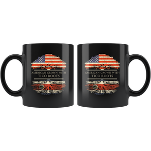 RobustCreative-Tico Roots American Grown Fathers Day Gift - Tico Pride 11oz Funny Black Coffee Mug - Real Costa Rica Hero Flag Papa National Heritage - Friends Gift - Both Sides Printed