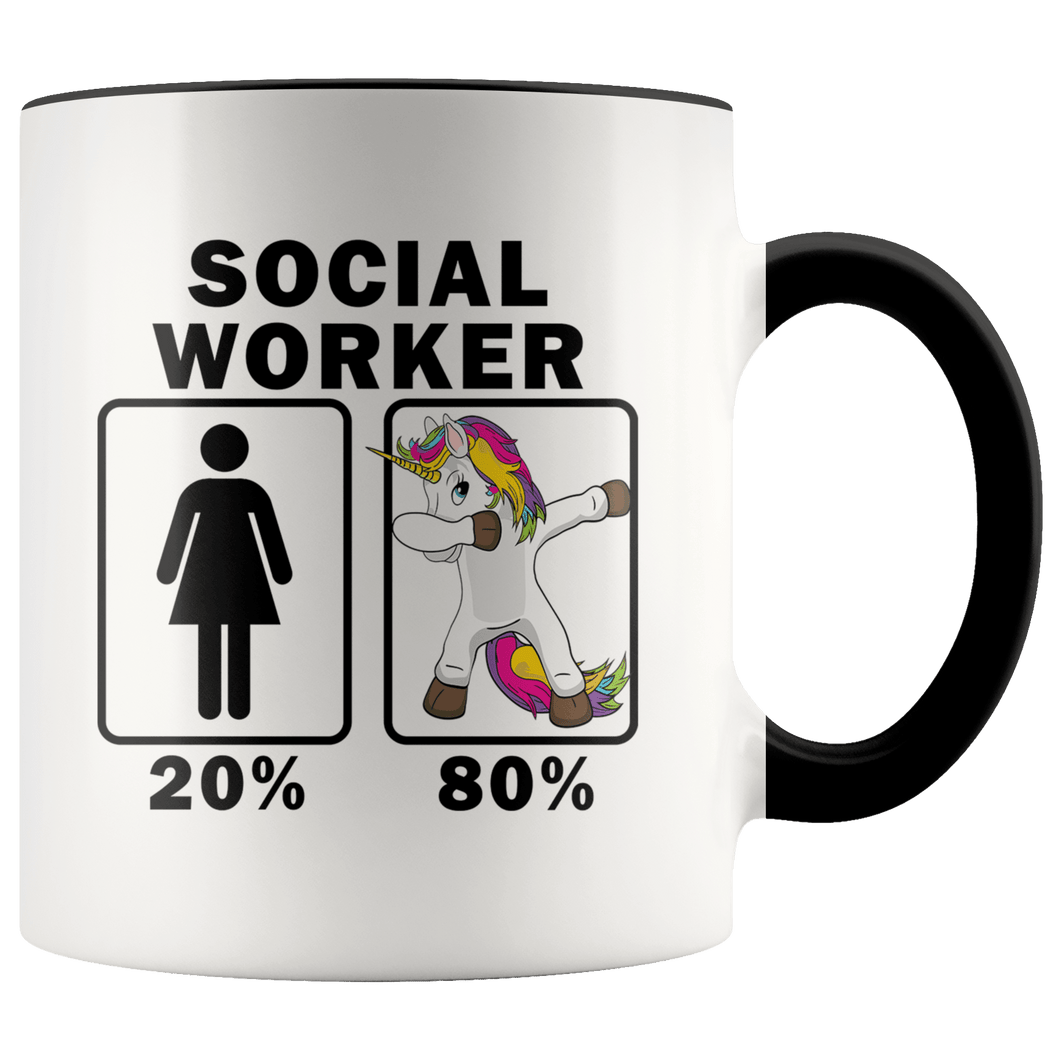 RobustCreative-Social Worker Dabbing Unicorn 80 20 Principle Superhero Girl Womens - 11oz Accent Mug Medical Personnel Gift Idea