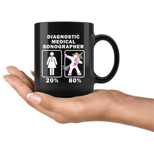 RobustCreative-Diagnostic Medical Sonographer Dabbing Unicorn 20 80 Principle Superhero Girl Womens - 11oz Black Mug Medical Personnel Gift Idea