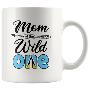 RobustCreative-Saint Lucian Mom of the Wild One Birthday Saint Lucia Flag White 11oz Mug Gift Idea