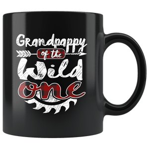 RobustCreative-Grandpappy of the Wild One Lumberjack Woodworker - 11oz Black Mug red black plaid Woodworking saw dust Gift Idea