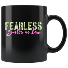 Load image into Gallery viewer, RobustCreative-Fearless Sister In Law Camo Hard Charger Veterans Day - Military Family 11oz Black Mug Retired or Deployed support troops Gift Idea - Both Sides Printed
