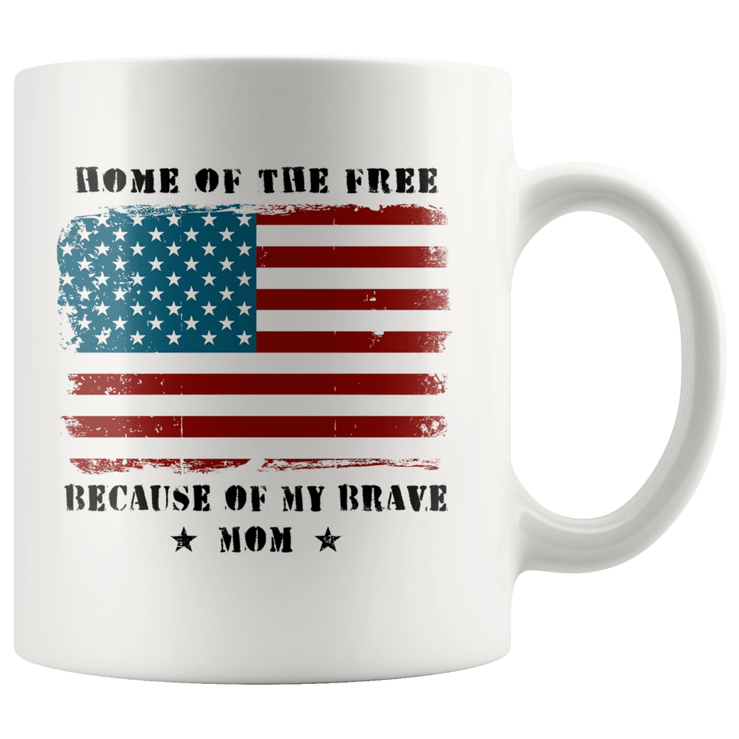 RobustCreative-Home of the Free Mom Military Family American Flag - Military Family 11oz White Mug Retired or Deployed support troops Gift Idea - Both Sides Printed