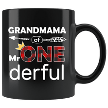 Load image into Gallery viewer, RobustCreative-Grandmama of Mr Onederful Crown 1st Birthday Buffalo Plaid Black 11oz Mug Gift Idea
