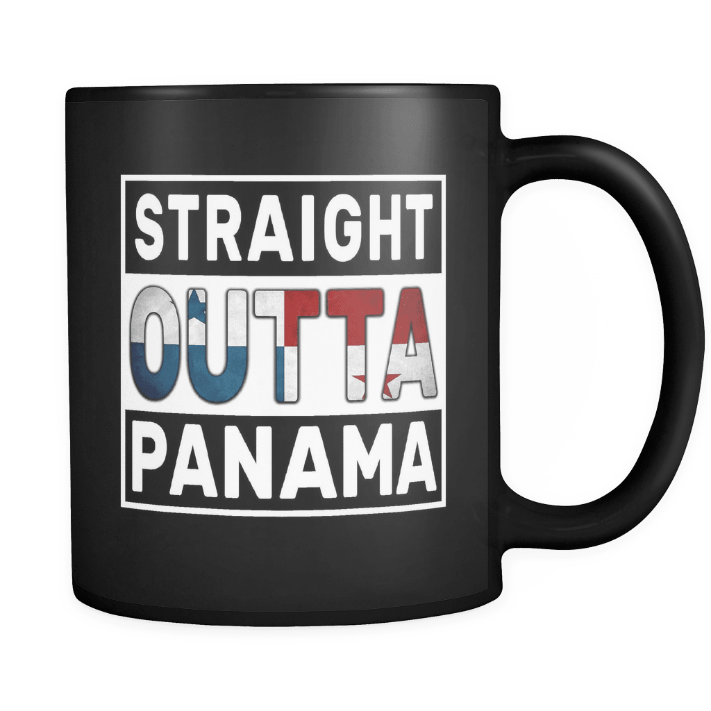 RobustCreative-Straight Outta Panama - Panamanian Flag 11oz Funny Black Coffee Mug - Independence Day Family Heritage - Women Men Friends Gift - Both Sides Printed (Distressed)