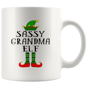 RobustCreative-Im The Sassy Grandma Elf Family Matching Outfits PJ - 11oz White Mug Christmas group green pjs costume Gift Idea