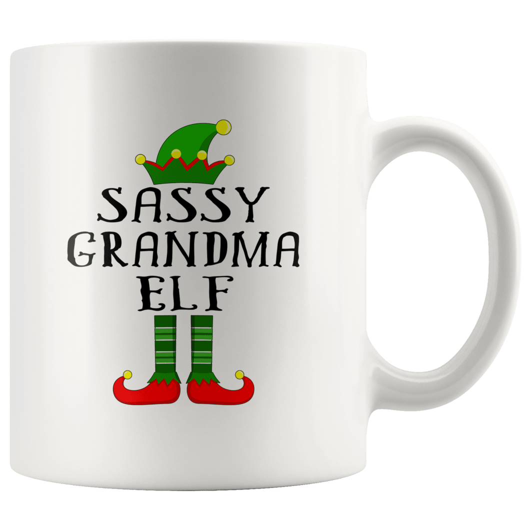 RobustCreative-Im The Sassy Grandma Elf Family Matching Outfits PJ - 11oz White Mug Christmas group green pjs costume Gift Idea