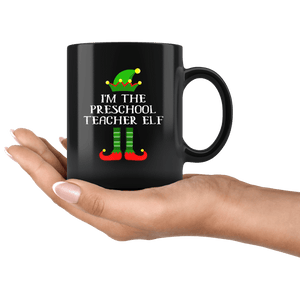 RobustCreative-Im The Preschool Teacher Elf Christmas Teaching's - 11oz Black Mug I Just Really Like to Teach Cute Tiny Humans Gift Idea