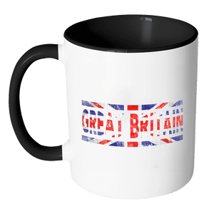RobustCreative-Retro Vintage Flag British Great Britain 11oz Black & White Coffee Mug ~ Both Sides Printed