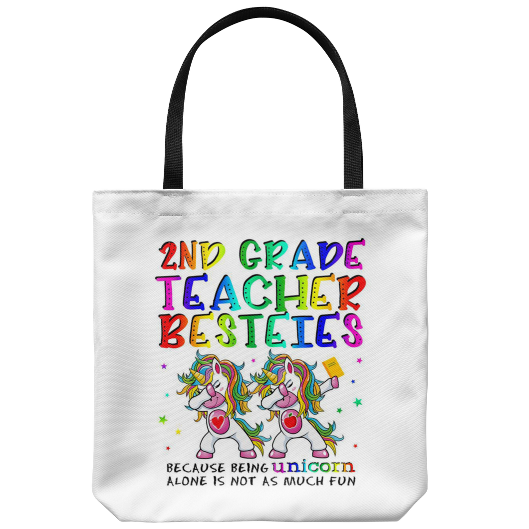 RobustCreative-2nd Second Grade Teacher Besties Teacher's Day Best Friend White Tote Bag Gift Idea