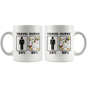 RobustCreative-Travel Nurse Dabbing Unicorn 80 20 Principle Graduation Gift Mens - 11oz White Mug Medical Personnel Gift Idea