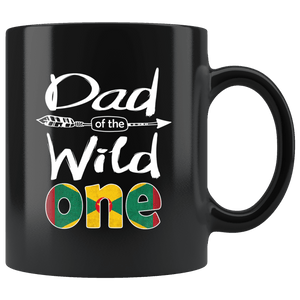RobustCreative-Grenadian Dad of the Wild One Birthday Grenada Flag Black 11oz Mug Gift Idea