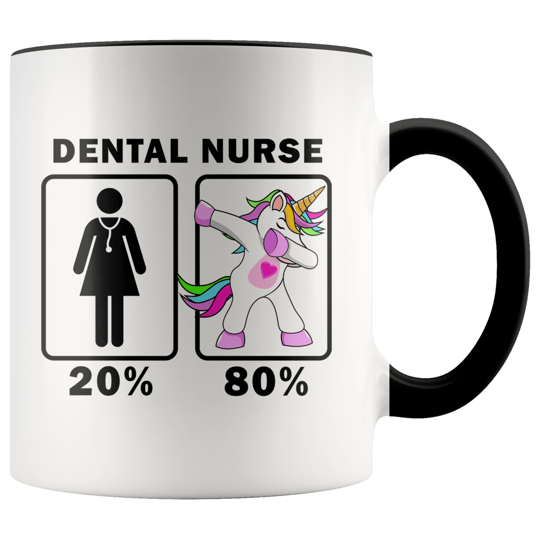 RobustCreative-Dental Nurse Dabbing Unicorn 20 80 Principle Superhero Girl Womens - 11oz Accent Mug Medical Personnel Gift Idea