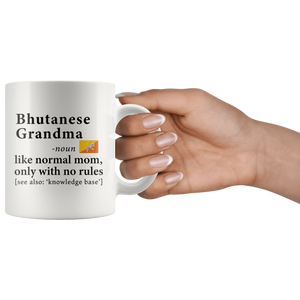 RobustCreative-Bhutanese Grandma Definition Bhutan Flag Grandmother - 11oz White Mug family reunion gifts Gift Idea