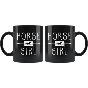 RobustCreative-South Dakota Horse Girl Gifts Dakotan Shape Country for women - 11oz Black Mug Racing Lover Gift Idea