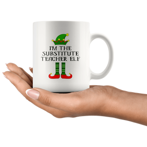 RobustCreative-Im The Substitute Teacher Elf Christmas Teaching's - 11oz White Mug I Just Really Like to Teach Cute Tiny Humans Gift Idea