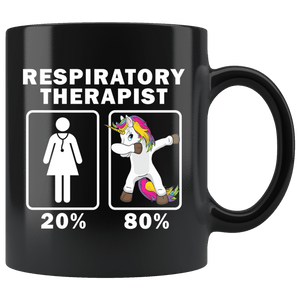 RobustCreative-Respiratory Therapist Dabbing Unicorn 80 20 Principle Superhero Girl Womens - 11oz Black Mug Medical Personnel Gift Idea