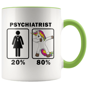 RobustCreative-Psychiatrist Dabbing Unicorn 80 20 Principle Superhero Girl Womens - 11oz Accent Mug Medical Personnel Gift Idea