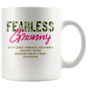 RobustCreative-Just Like Normal Fearless Granny Camo Uniform - Military Family 11oz White Mug Active Component on Duty support troops Gift Idea - Both Sides Printed
