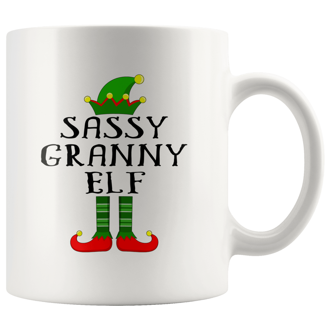 RobustCreative-Im The Sassy Granny Elf Family Matching Outfits PJ - 11oz White Mug Christmas group green pjs costume Gift Idea