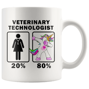 RobustCreative-Veterinary Technologist Dabbing Unicorn 20 80 Principle Superhero Girl Womens - 11oz White Mug Medical Personnel Gift Idea