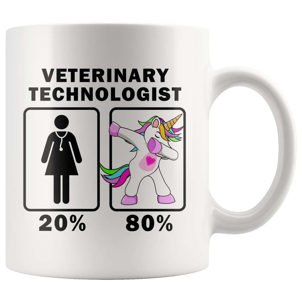 RobustCreative-Veterinary Technologist Dabbing Unicorn 20 80 Principle Superhero Girl Womens - 11oz White Mug Medical Personnel Gift Idea