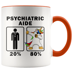 RobustCreative-Psychiatric Aide Dabbing Unicorn 80 20 Principle Graduation Gift Mens - 11oz Accent Mug Medical Personnel Gift Idea