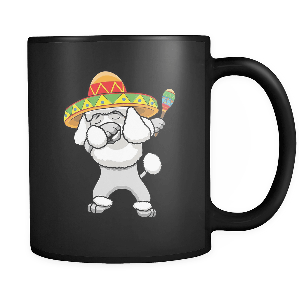 RobustCreative-Dabbing Poodle Dog in Sombrero - Cinco De Mayo Mexican Fiesta - Dab Dance Mexico Party - 11oz Black Funny Coffee Mug Women Men Friends Gift ~ Both Sides Printed