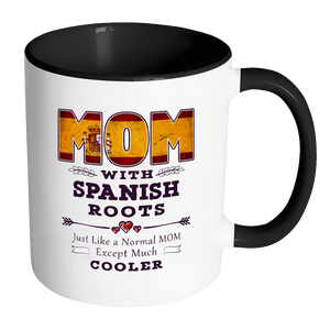 RobustCreative-Best Mom Ever with Spanish Roots - Spain Flag 11oz Funny Black & White Coffee Mug - Mothers Day Independence Day - Women Men Friends Gift - Both Sides Printed (Distressed)