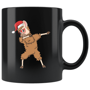 RobustCreative-Llama Dabbing Santa Hipster Glasses Alpaca Lover Cute - 11oz Black Mug Christmas gift idea Gift Idea