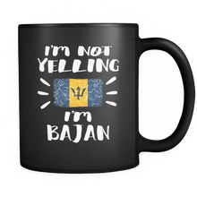 Load image into Gallery viewer, RobustCreative-I&#39;m Not Yelling I&#39;m Bajan Flag - Barbados Pride 11oz Funny Black Coffee Mug - Coworker Humor That&#39;s How We Talk - Women Men Friends Gift - Both Sides Printed (Distressed)
