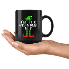 Load image into Gallery viewer, RobustCreative-Im The Grandma Elf Matching Family Christmas - 11oz Black Mug Christmas group green pjs costume Gift Idea
