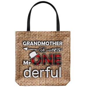 RobustCreative-Grandmother of Mr Onederful  1st Birthday Boy Buffalo Plaid Tote Bag Gift Idea