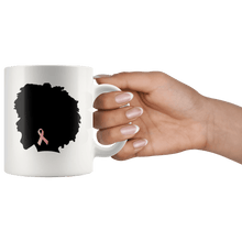Load image into Gallery viewer, RobustCreative-Breast Cancer Awareness Afro American Screaming - Melanin Poppin&#39; 11oz Funny White Coffee Mug - Black Women Support Black Girl Magic - Friends Gift - Both Sides Printed
