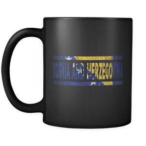 RobustCreative-Retro Vintage Flag Bosnian, Herzegovinian Bosnia & Herzegovina 11oz Black Coffee Mug ~ Both Sides Printed