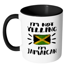 Load image into Gallery viewer, RobustCreative-I&#39;m Not Yelling I&#39;m Jamaican Flag - Jamaica Pride 11oz Funny Black &amp; White Coffee Mug - Coworker Humor That&#39;s How We Talk - Women Men Friends Gift - Both Sides Printed (Distressed)

