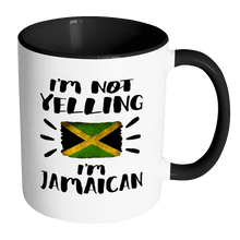 Load image into Gallery viewer, RobustCreative-I&#39;m Not Yelling I&#39;m Jamaican Flag - Jamaica Pride 11oz Funny Black &amp; White Coffee Mug - Coworker Humor That&#39;s How We Talk - Women Men Friends Gift - Both Sides Printed (Distressed)
