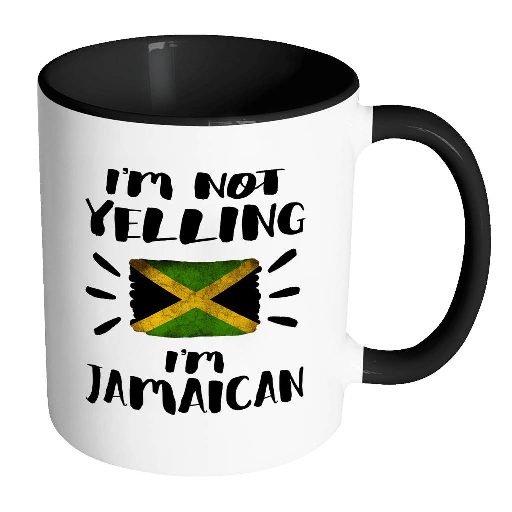 RobustCreative-I'm Not Yelling I'm Jamaican Flag - Jamaica Pride 11oz Funny Black & White Coffee Mug - Coworker Humor That's How We Talk - Women Men Friends Gift - Both Sides Printed (Distressed)