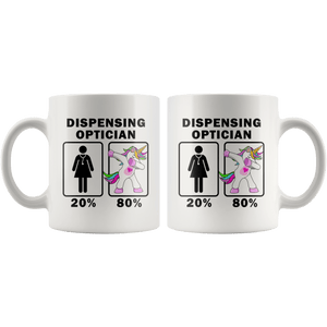 RobustCreative-Dispensing Optician Dabbing Unicorn 20 80 Principle Superhero Girl Womens - 11oz White Mug Medical Personnel Gift Idea