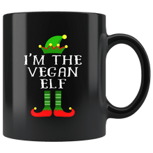 Load image into Gallery viewer, RobustCreative-Im The Vegan Elf Matching Family Christmas - 11oz Black Mug Christmas group green pjs costume Gift Idea
