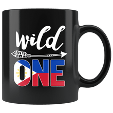 Load image into Gallery viewer, RobustCreative-Philippines Wild One Birthday Outfit 1 Filipino Pinoy Flag Black 11oz Mug Gift Idea
