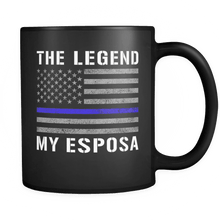Load image into Gallery viewer, RobustCreative-Esposa The Legend American Flag patriotic Trooper Cop Thin Blue Line Law Enforcement Officer 11oz Black Coffee Mug ~ Both Sides Printed

